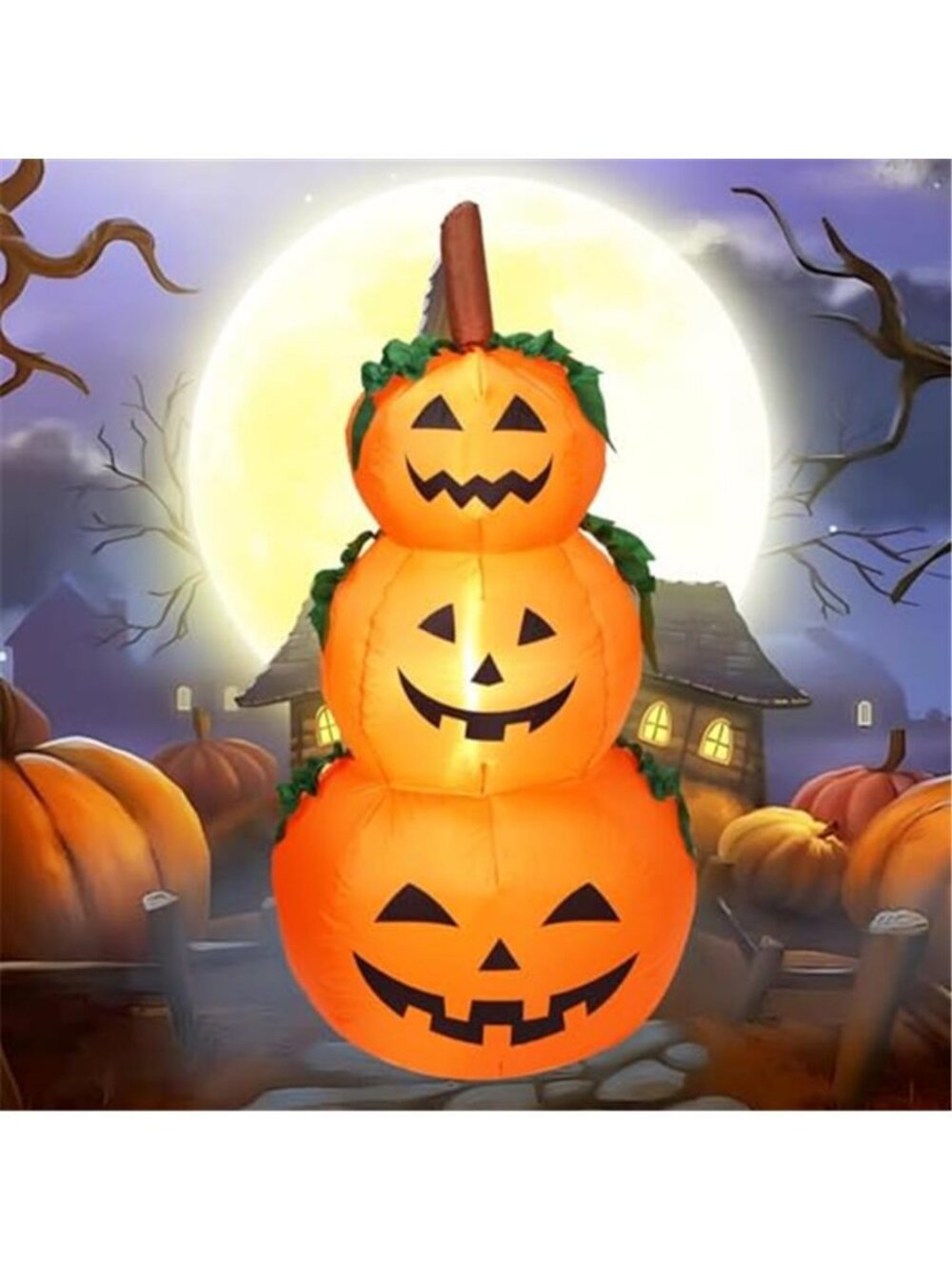 6FT H Halloween Inflatable Stacked Pumpkins Blow up Pumpkin Stacked with